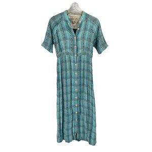 Ace & Jig Blue Button Down Dress Short Sleeve Maxi Sz XS